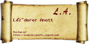 Lóderer Anett névjegykártya